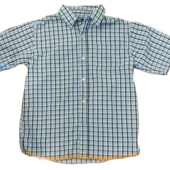 blue button down and jeans